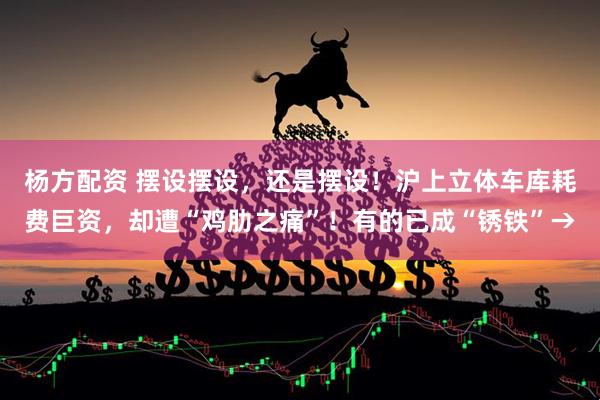 杨方配资 摆设摆设，还是摆设！沪上立体车库耗费巨资，却遭“鸡肋之痛”！有的已成“锈铁”→